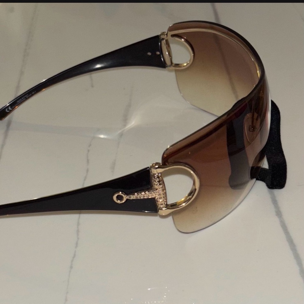 Authentic Gucci GG2711/S Strass Shield Sunglasses Y2K Horsebit Brown Gradient - Picture 3 of 11